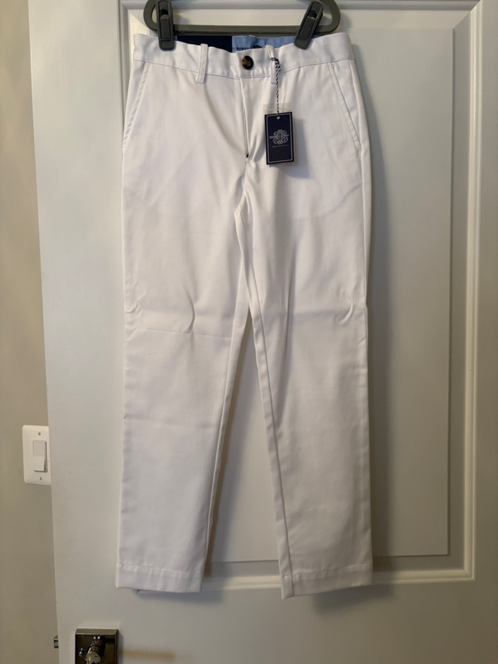 Bowen Brown Boys White Palmetto Chino Pants 8 NWT